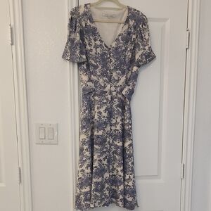 Floral Blue and Cream Dress
